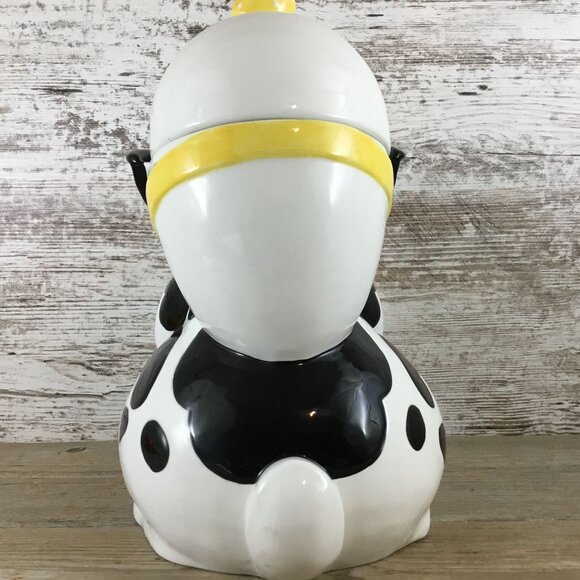 Dept 56 Ceramic Black and White Easter Bunny Cookie Jar With Egg Backpack - Picture 4 of 8